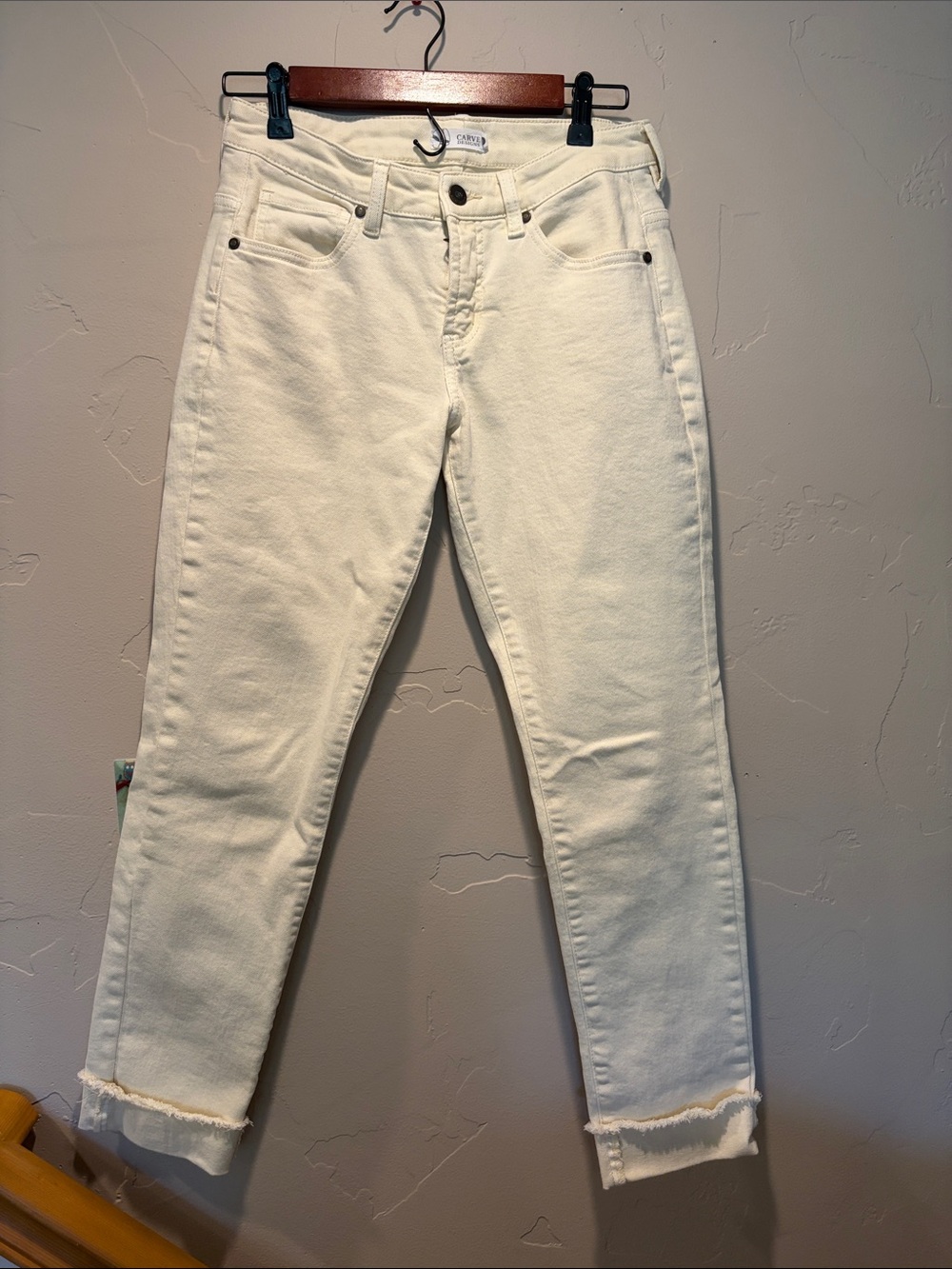 Carve Designs women’s Slim Straight roll cuff Jeans in Off-White
